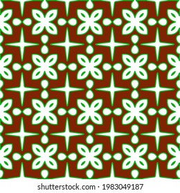 Geometric vector pattern with green and red colors. Seamless abstract ornament for wallpapers and backgrounds.