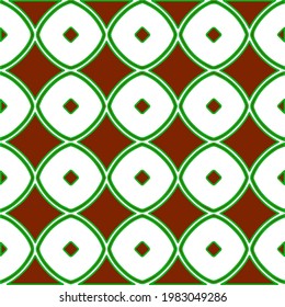 Geometric vector pattern with green and red colors. Seamless abstract ornament for wallpapers and backgrounds.
