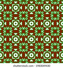 Geometric vector pattern with green and red colors. Seamless abstract ornament for wallpapers and backgrounds.