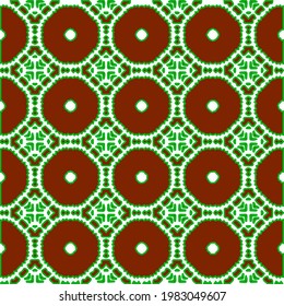 Geometric vector pattern with green and red colors. Seamless abstract ornament for wallpapers and backgrounds.
