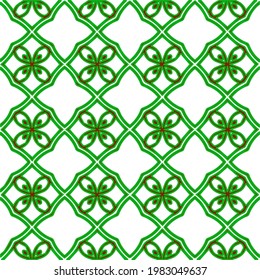Geometric vector pattern with green and red colors. Seamless abstract ornament for wallpapers and backgrounds.