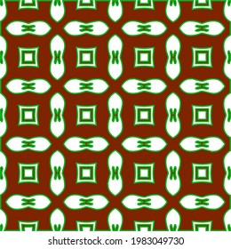 Geometric vector pattern with green and red colors. Seamless abstract ornament for wallpapers and backgrounds.