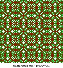 Geometric vector pattern with green and red colors. Seamless abstract ornament for wallpapers and backgrounds.