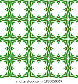 Geometric vector pattern with green and red colors. Seamless abstract ornament for wallpapers and backgrounds.