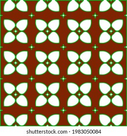 Geometric vector pattern with green and red colors. Seamless abstract ornament for wallpapers and backgrounds.