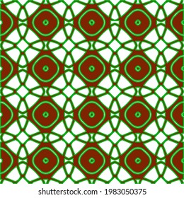 Geometric vector pattern with green and red colors. Seamless abstract ornament for wallpapers and backgrounds.