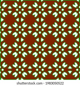 Geometric vector pattern with green and red colors. Seamless abstract ornament for wallpapers and backgrounds.