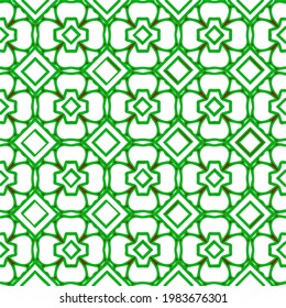 Geometric vector pattern with green and red colors. Seamless abstract ornament for wallpapers and backgrounds.