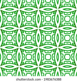 Geometric vector pattern with green and red colors. Seamless abstract ornament for wallpapers and backgrounds.