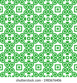 Geometric vector pattern with green and red colors. Seamless abstract ornament for wallpapers and backgrounds.