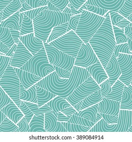 Geometric vector pattern, hand drawn waves background. Stained glass window texture, fragment pattern