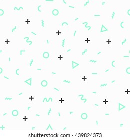 Geometric vector pattern, memphis style pattern, trendy vector background
