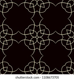 Geometric vector pattern with oriental elements and abstract golden ornament