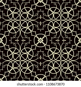 Geometric vector pattern with oriental elements and abstract golden ornament