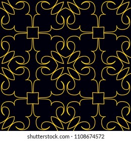 Geometric vector pattern with oriental elements and abstract golden ornament