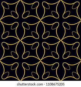 Geometric vector pattern with oriental elements and abstract golden ornament