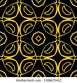 Geometric vector pattern with oriental elements and abstract golden ornament