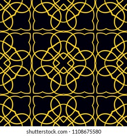 Geometric vector pattern with oriental elements and abstract golden ornament