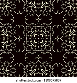 Geometric vector pattern with oriental elements and abstract golden ornament