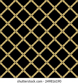 Geometric vector pattern with oriental elements. Seamless grill with abstract golden ornament
