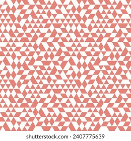 Patrón vectorial geométrico con triángulos rosa y blanco. Ornamento geométrico moderno. Fondo abstracto sin inconvenientes