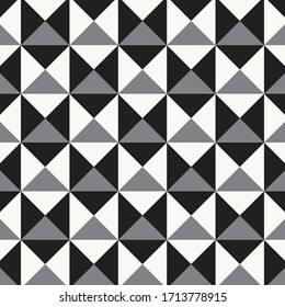 Geometric vector pattern, repeating bold triangle and square shape. Pattern is clean for design, fabric, wallpaper, printing. Pattern is on swatches panel.