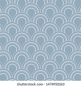 Geometric vector pattern, repeating circle or abstract water drop, fish scale and curtain. Pattern is clean for design, fabric, wallpaper, printing. Pattern is on swatches panel.