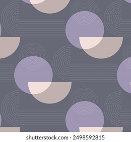 Geometric vector pattern, repeating circle half circle with thin line. Vector clean design for fabric, wallpaper, background. Pattern is on swatches panel