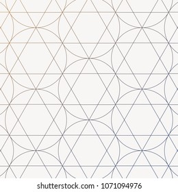 Geometric vector pattern, repeating linear triangle and circle. monochrome stylish clean design for fabric, wallpaper, printing. Pattern is on swatches panel.
