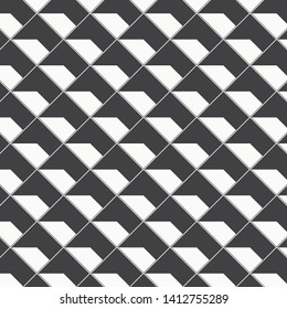 Geometric vector pattern, repeating texture of square diamond shape with abstract shadow, single color with black and white. Pattern is clean usable for wallpaper, fabric, printing. Pattern is on swat