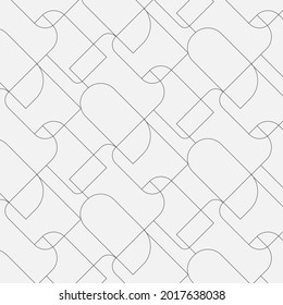 Geometric Vector Pattern, Repeating Thin Linear Square Diamond Shape And Rectangle With Rounded Angles. Clean Design For Fabric Wallpaper Painted. Pattern Is On Swatches Panel