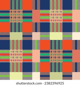 Geometric vector pattern. Seamless colorful herringbone textured tartan vector graphic for scarf, dress, flannel shirt, skirt, other modern fashion fabric design.
