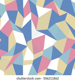 Geometric vector pattern. Seamless geometry pattern or background. Abstract polygon background. Poster, card, textile, wallpaper template.