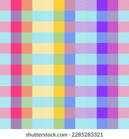 Geometric vector pattern for spring. Colorful pastel gingham tartan check plaid  for gift paper, tablecloth, picnic blanket, Easter holiday design, baby swaddling clothes, other textile