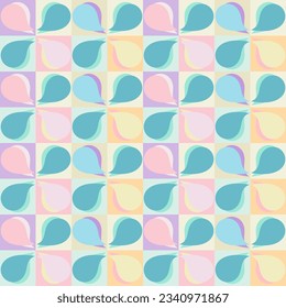 Geometric vector pattern for spring summer. Colorful pastel gingham tartan check plaid in purple, orange, green, yellow, white for gift paper, tablecloth, picnic blanket, other Easter holiday design.