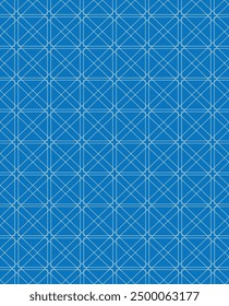 geometric vector pattern, squares, circles, floral theme, in blue and white style.