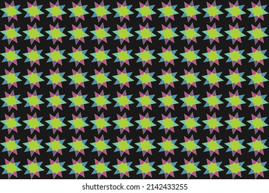 Geometric vector pattern for textiles or other uses with stars