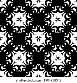 Geometric vector pattern with triangular elements. Seamless abstract ornament for wallpapers and backgrounds. Black and white colors.