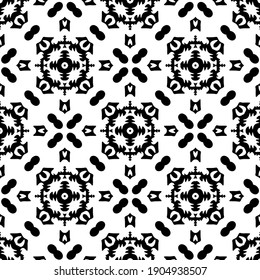 Geometric vector pattern with triangular elements. Seamless abstract ornament for wallpapers and backgrounds. Black and white colors.
