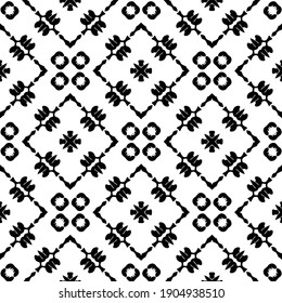 Geometric vector pattern with triangular elements. Seamless abstract ornament for wallpapers and backgrounds. Black and white colors.
