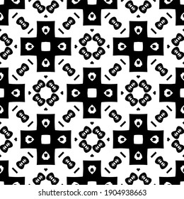 Geometric vector pattern with triangular elements. Seamless abstract ornament for wallpapers and backgrounds. Black and white colors.