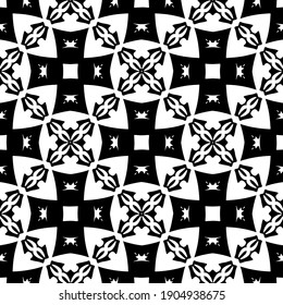 Geometric vector pattern with triangular elements. Seamless abstract ornament for wallpapers and backgrounds. Black and white colors.