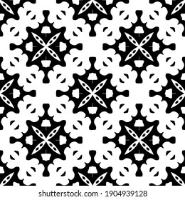 Geometric vector pattern with triangular elements. Seamless abstract ornament for wallpapers and backgrounds. Black and white colors.