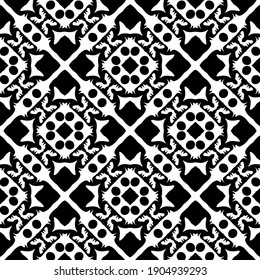Geometric vector pattern with triangular elements. Seamless abstract ornament for wallpapers and backgrounds. Black and white colors.