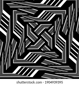 Geometric vector pattern with triangular elements. abstract ornament for wallpapers and backgrounds. Black and white colors.
