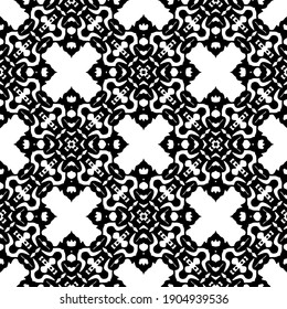 Geometric vector pattern with triangular elements. Seamless abstract ornament for wallpapers and backgrounds. Black and white colors.