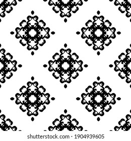 Geometric vector pattern with triangular elements. Seamless abstract ornament for wallpapers and backgrounds. Black and white colors.
