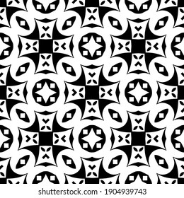 Geometric vector pattern with triangular elements. Seamless abstract ornament for wallpapers and backgrounds. Black and white colors.
