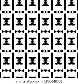 Geometric vector pattern with triangular elements. Seamless abstract ornament for wallpapers and backgrounds. Black and white colors.
