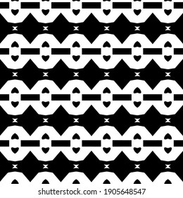 Geometric vector pattern with triangular elements. Seamless abstract ornament for wallpapers and backgrounds. Black and white colors.
